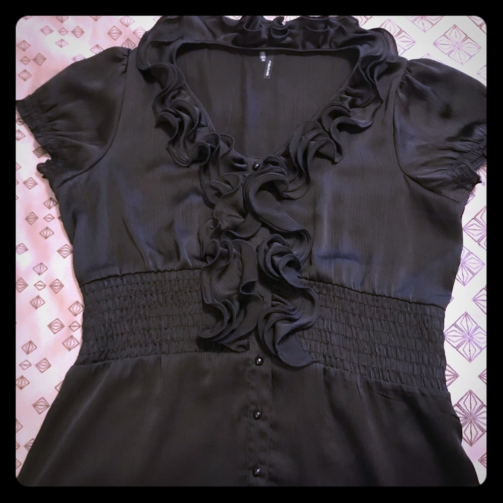 Black Ruffle Blouse